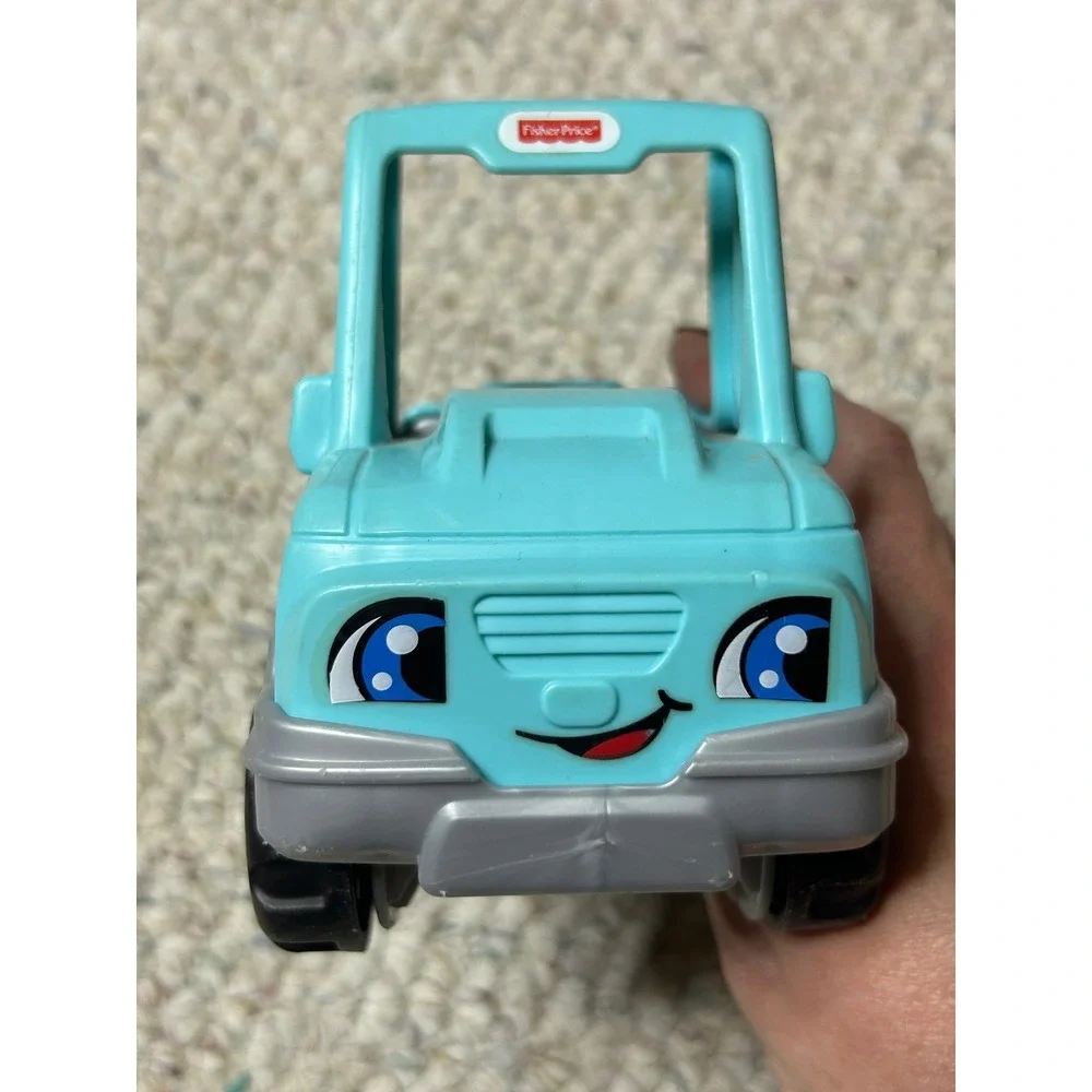 Fisher Price Little People Tow‎ Truck Teal Blue Silver Toy Vehicle